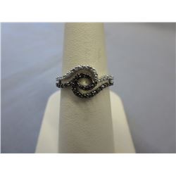 Sterling silver black diamond swirl ring