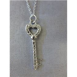 Diamond heart key designer necklace