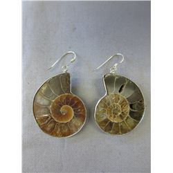 New Sterling silver Ammonite fossil earrings