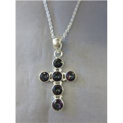 Custom made Mystic Topaz cross design necklace