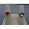 Image 1 : Estate - Sterling  Pink Quartz & Blue Topaz rings