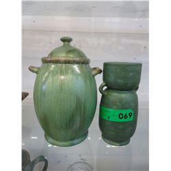 2 Vintage glazed ceramic vases