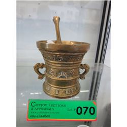 Heavy brass mortar & pestle