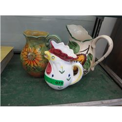 3 Glazed ceramic jugs