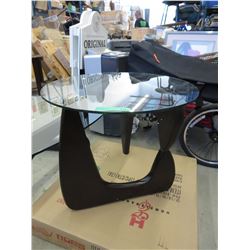 NEW - Round glass top end table
