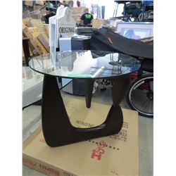 NEW - Round glass top end table