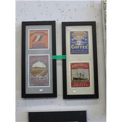 2 Framed coffee label art