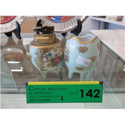 Vintage hand painted lighter & cigarette holder