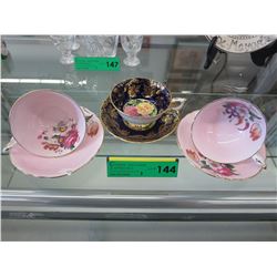 3 Paragon bone china teacup & saucers
