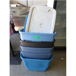 11 Plastic totes - most with lids