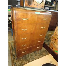 Vintage waterfall veneer 5 drawer dresser