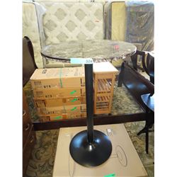 NEW - Pub table with veneer top & black metal base