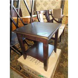NEW - Solid wood end table with bottom shelf