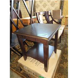 NEW - Solid wood end table with bottom shelf