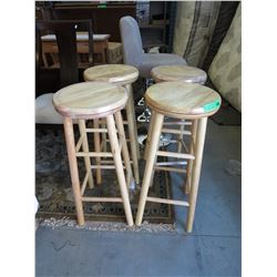 NEW - 4 Wood swivel stools - Natural finish