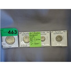 4 x 1967 Canadian Centennial coins