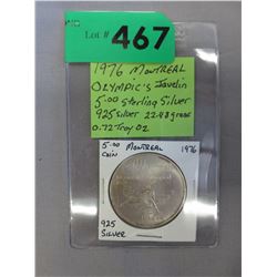1976 Montreal Olympics $5 Silver coin