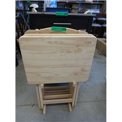 NEW - Solid wood TV trays on stand