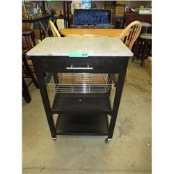 NEW - Rolling Kitchen Cart - Black with grey top