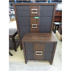 NEW - 5 Drawer highboy dresser & beside table