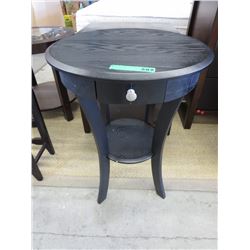 NEW - Round side table with black finish - wood