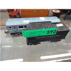 2 Vintage Tin toy railway cars