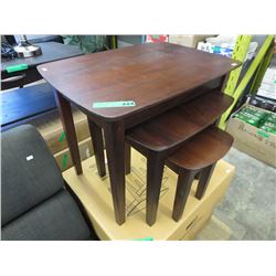 NEW - 3 Piece solid wood nesting table set