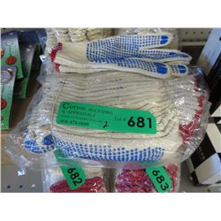 2 Bags of poly/cotton work gloves with palm dots