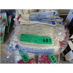 2 Bags of poly/cotton work gloves with palm dots
