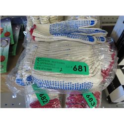 2 Bags of poly/cotton work gloves with palm dots