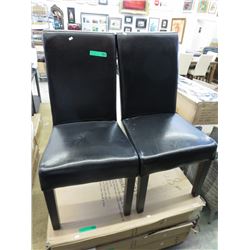 NEW - 2 Black faux leather dining chairs