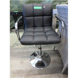 Black bonded leather swivel stool