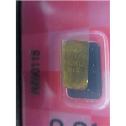 2 x .995 Fine Gold bullion bars - .01 grams each