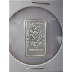 .999 Fine Silver Swiss Mint Gryphon bar - 5 grams