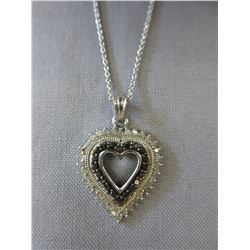 Black & White Diamond heart pendant set