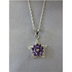 Diamond & Amethyst pendant - Star shaped