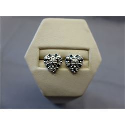 New Sterling Silver Blue Diamond heart earrings