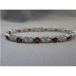 6.05 CTW Oval Garnet & Diamond tennis bracelet