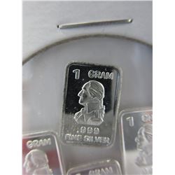4 x .999 Silver George Washington motif bars