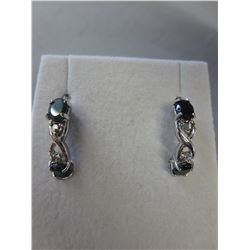 New Blue Sapphire & Diamond hoop style earrings