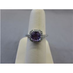 Sterling Silver Cushion cut Amethyst Princess ring