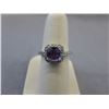 Image 1 : Sterling Silver Cushion cut Amethyst Princess ring