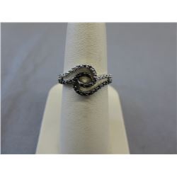 Sterling Silver & Black Diamond wave design ring