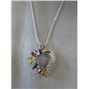 Image 1 : Sterling Silver & Multi-Gemstone Heart Necklace