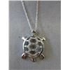 Image 1 : Sterling Silver Diamond-Studded Turtle Necklace