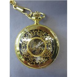 New Skeleton mechanical 2 sided pocket watch
