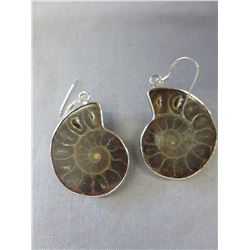New Sterling Silver & Genuine Ammonite earrings