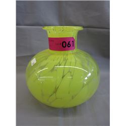 Clear & Yellow heavy art glass vase