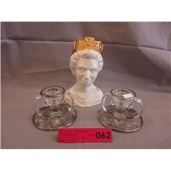 Ltd. Edition teapot & silver overlay candle sticks