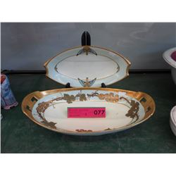 2 Vintage hand painted Bavarian dishes